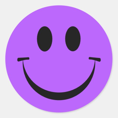Cute Purple Happy Face Classic Round Sticker