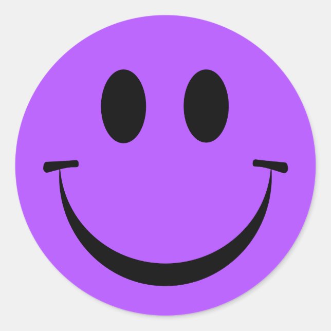 Cute Purple Happy Face Classic Round Sticker (Front)