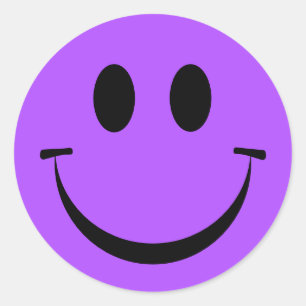 Cute Purple Happy Face Classic Round Sticker