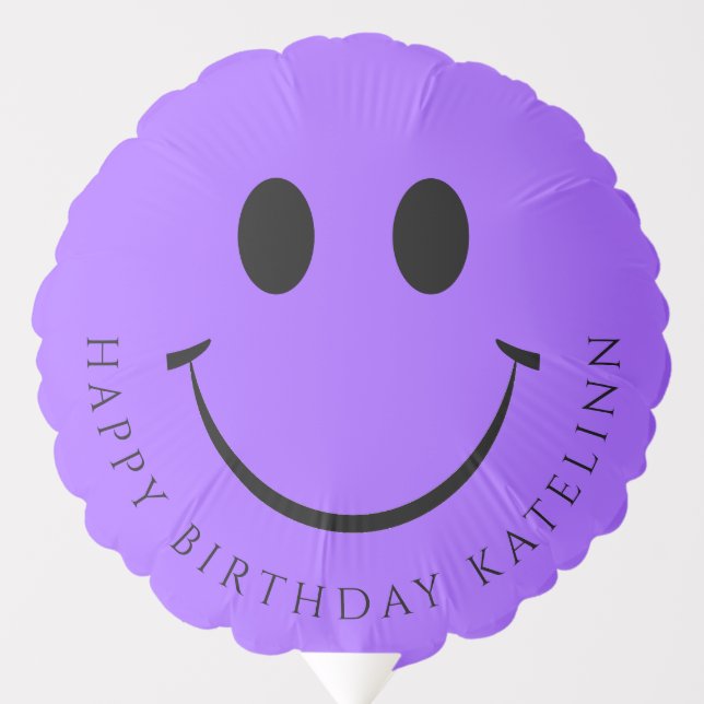 Cute Purple Happy Face Custom Balloon (Front)