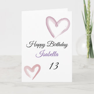 Cute Purple Heart Brush Stroke 13th Birthday Card