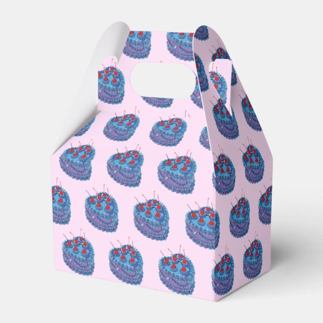 Cute Purple Heart Cake Pattern Favor Boxes (Front Side)