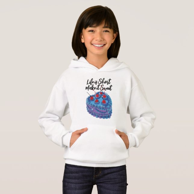 Cute Purple Heart Cake Pattern Hoodie (Front Full)