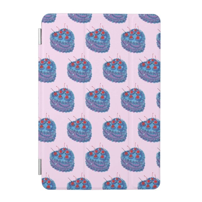 Cute Purple Heart Cake Pattern iPad Mini Cover (Front)