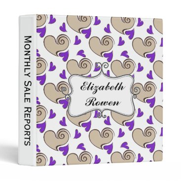 cute purple hearts girly,personalized 3 ring binder