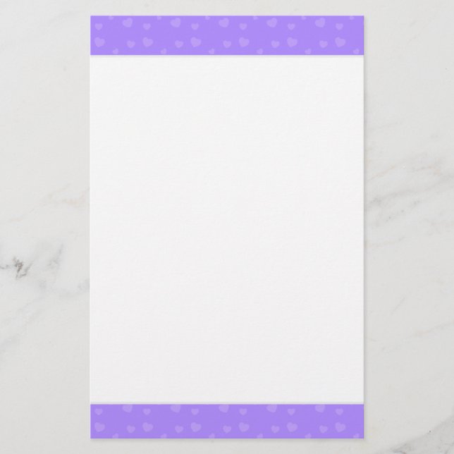 Cute Purple Hearts Pattern Stationery (Front)