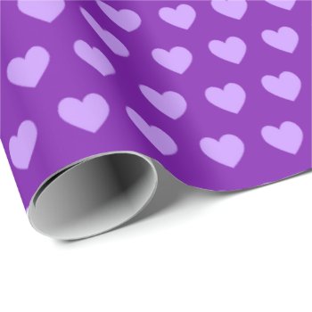 Cute Purple Hearts Pattern Wrapping Paper by purplestuff at Zazzle