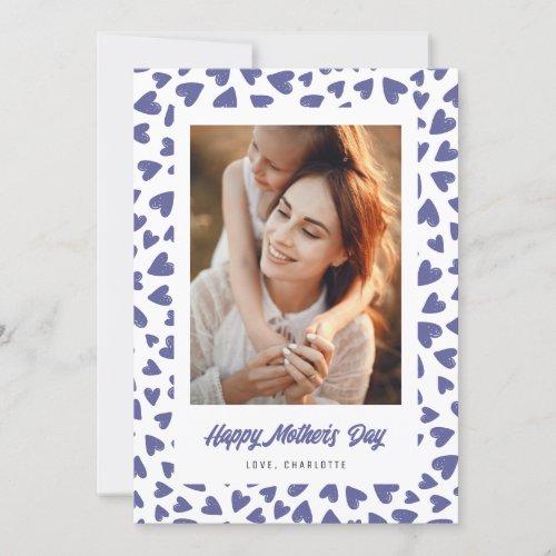 Cute Purple Hearts Photo Happy Mothers Day Card