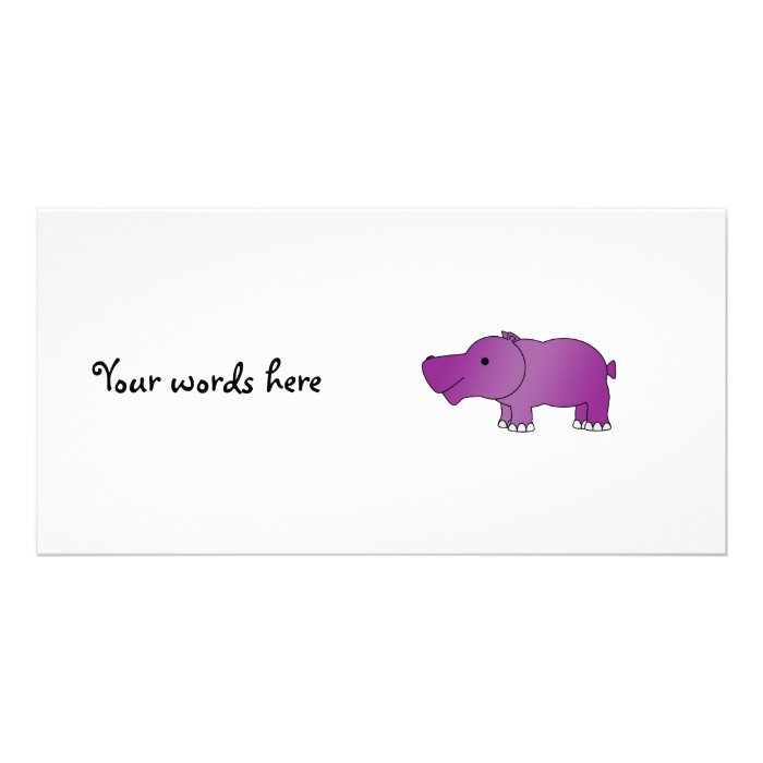 Cute purple hippo photo greeting card