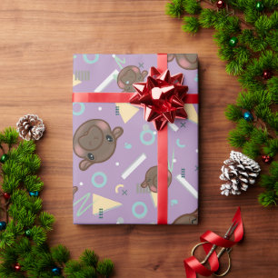 Cute Purple Hippo Wrapping Paper