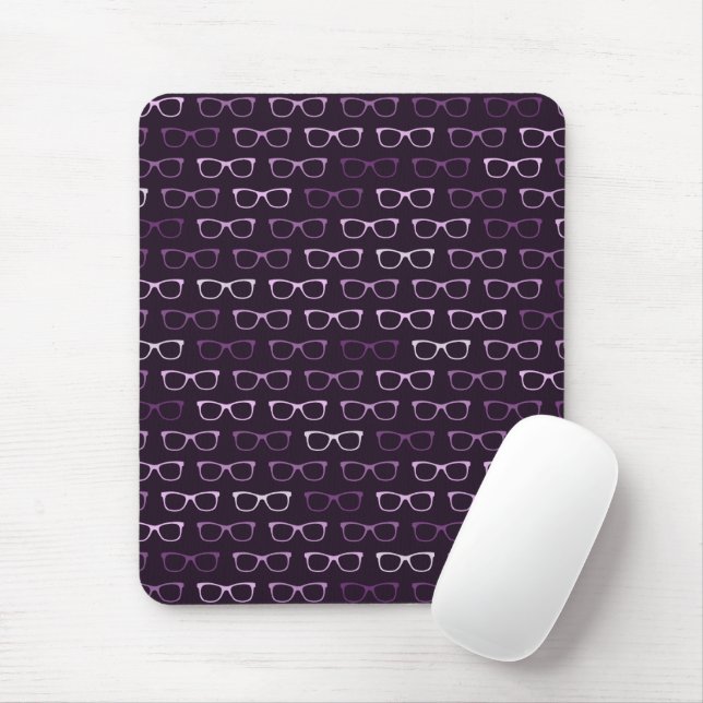 Cute Purple Hipster Eye Glasses Pattern Mouse Pad (With Mouse)