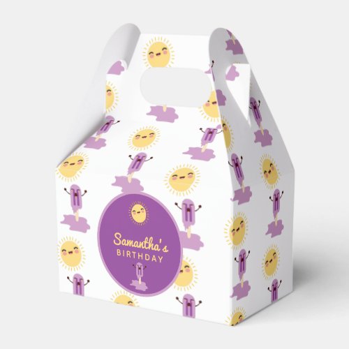 Cute Purple Ice Cream Summer Pattern Birthday Favor Boxes