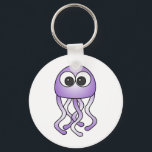 Cute Purple Kawaii Jellyfish Keychain<br><div class="desc">Cute Purple Kawaii Jellyfish</div>