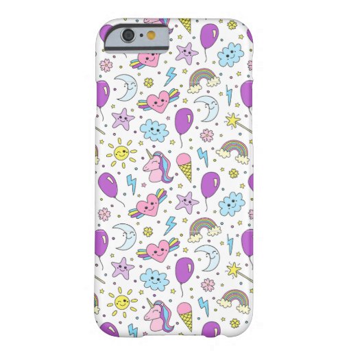 Cute Purple Kawaii Pattern Barely There iPhone 6 Case