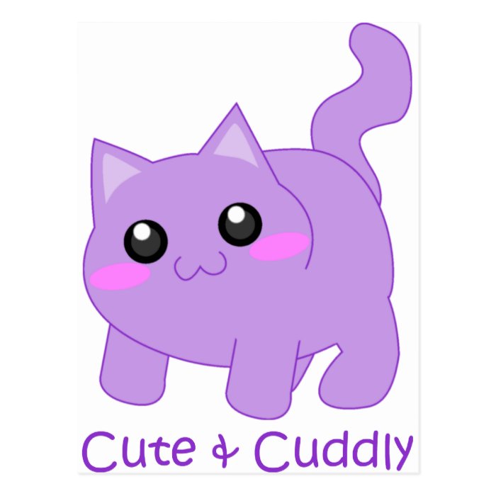 cute purple kitten postcards