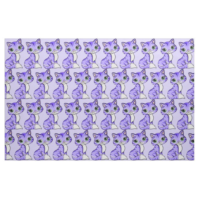 Cute Purple Kitty Cat Fabric