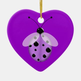 Cute Purple Lady Bug Ceramic Ornament