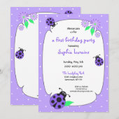 Cute Purple Ladybug Invitation | Zazzle