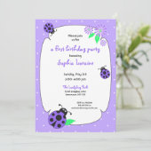 Cute Purple Ladybug Invitation | Zazzle