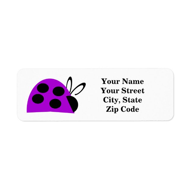 Cute Purple Ladybug Label (Front)