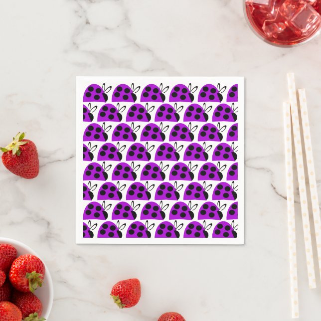 Cute Purple Ladybug  Napkins (Insitu)