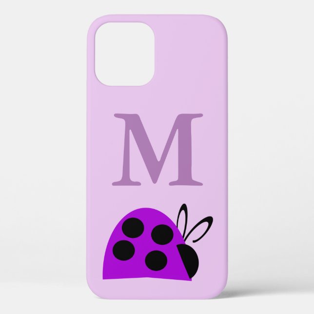 Cute Purple Ladybug Personalized Case-Mate iPhone Case (Back)