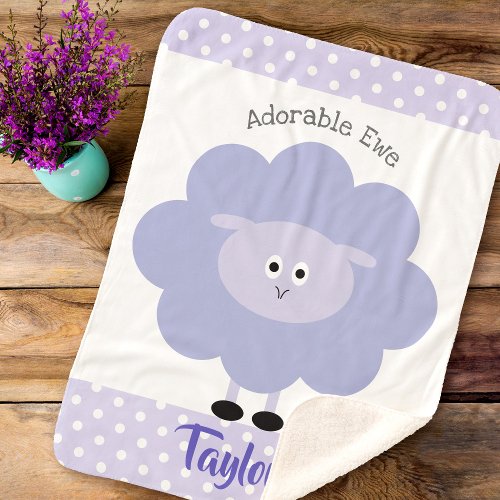 Cute Purple Lamb Gender Neutral Adorable Ewe Name Sherpa Blanket