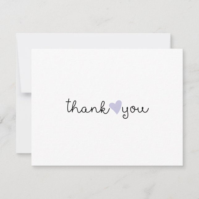 Cute Purple Lavender Heart Thank You Card (Front)