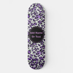 Cute Purple Leopard Animal Print Personalized Skateboard