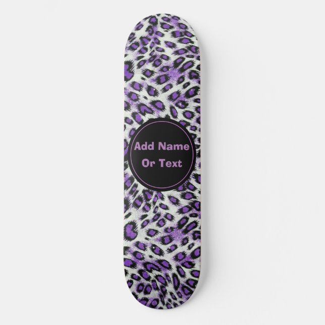 Cute  Purple Leopard Animal Print Personalized Skateboard (Front)
