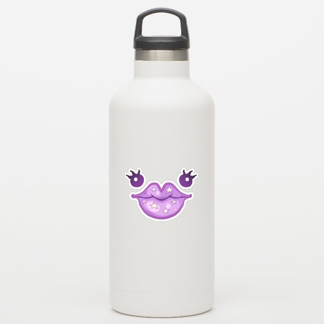 Cute Purple Lips and eyes Sticker (Waterbottle)