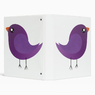 Cute Purple Little Bird Illustration 3 Ring Binder