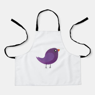 Cute Purple Little Bird Illustration Apron