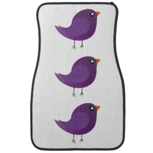 Cute Purple Little Bird Illustration Car Floor Mat