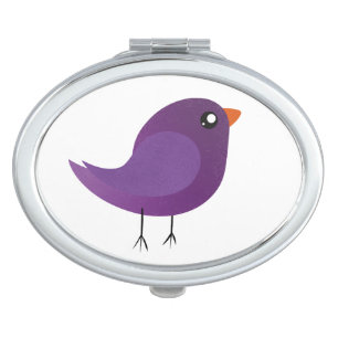 Cute Purple Little Bird Illustration Compact Mirror