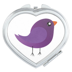 Cute Purple Little Bird Illustration Compact Mirror