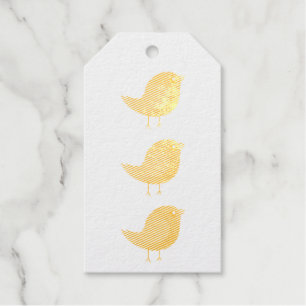 Cute Purple Little Bird Illustration Foil Gift Tags