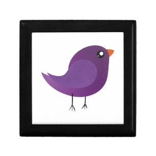 Cute Purple Little Bird Illustration Gift Box