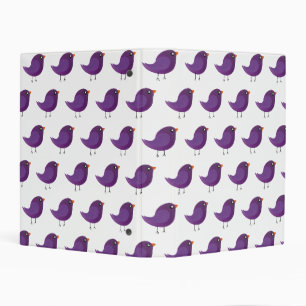 Cute Purple Little Bird Illustration Mini Binder