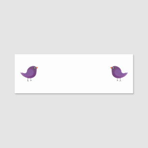 Cute Purple Little Bird Illustration Name Tag