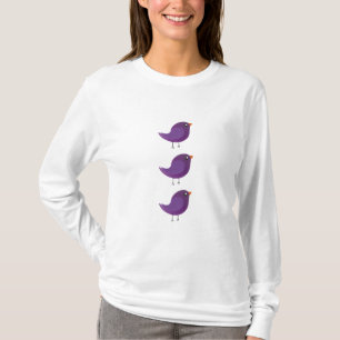 Cute Purple Little Bird Illustration T-Shirt