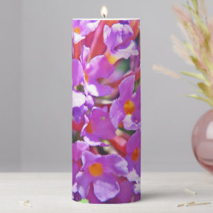 Cute purple little flowers pillar candle