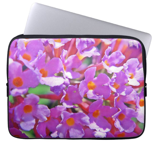 Cute Purple Little Flowers Scented Jar Candle Laptop Sleeve (Front)