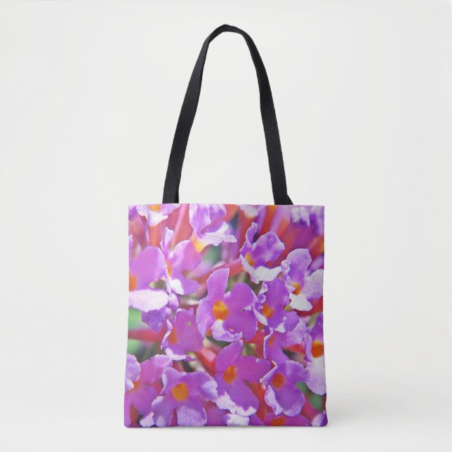 Cute Purple Little Flowers Scented Jar Candle Tote Bag (Front)