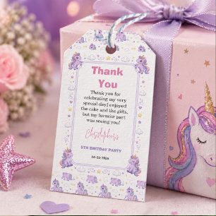 Cute Purple Magic Unicorn Girls 5th Birthday Gift Tags