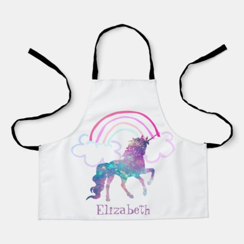 Cute Purple Magical Unicorn Rainbow Apron