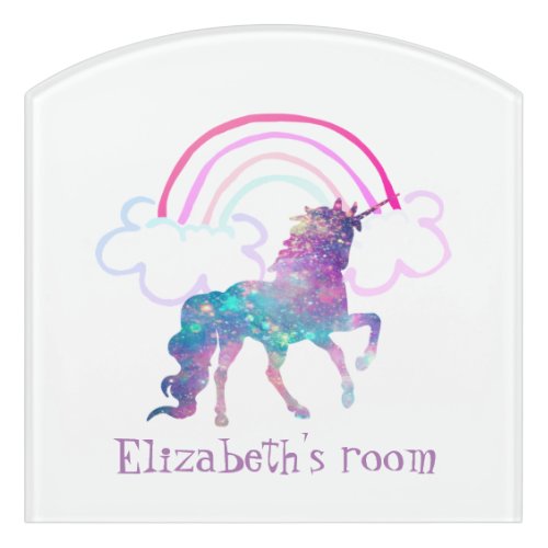 Cute Purple Magical Unicorn Rainbow  Door Sign