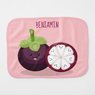 Cute purple mangosteen cartoon illustration baby burp cloth