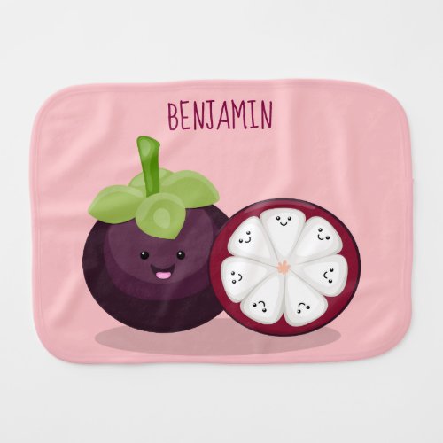 Cute purple mangosteen cartoon illustration baby burp cloth