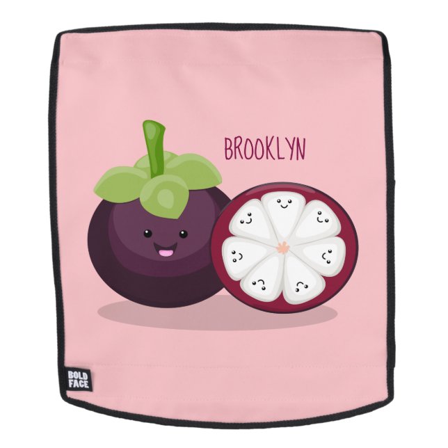 Cute purple mangosteen cartoon illustration backpack (Removable Face)
